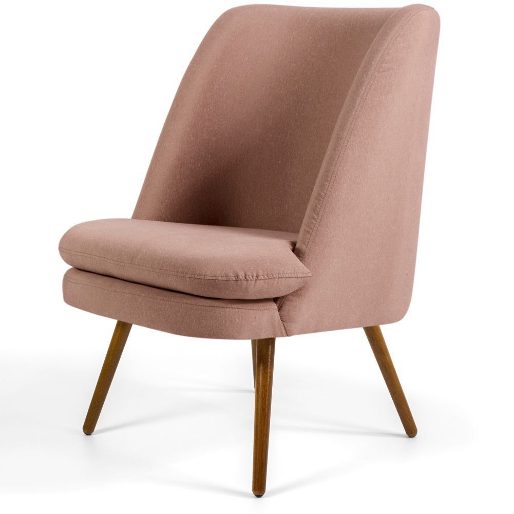 Poltrona Decorativa Fixa Pés Palito Pérsia D02 Algodão Rosa C-105 - Lyam Decor