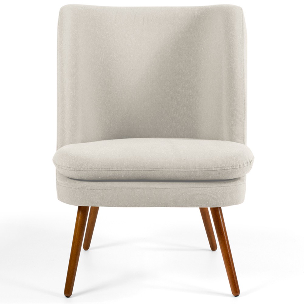 Poltrona Decorativa Fixa Pés Palito Pérsia D02 Linho Bege C-107 - Lyam Decor