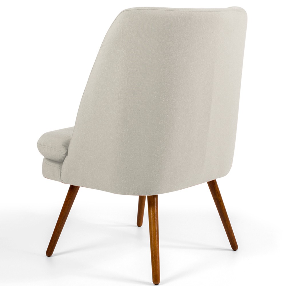 Poltrona Decorativa Fixa Pés Palito Pérsia D02 Linho Bege C-107 - Lyam Decor