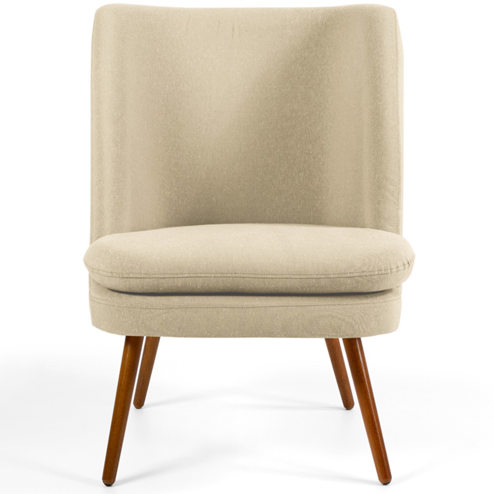 Poltrona Decorativa Fixa Pés Palito Pérsia D02 Linho Bege C-129 - Lyam Decor