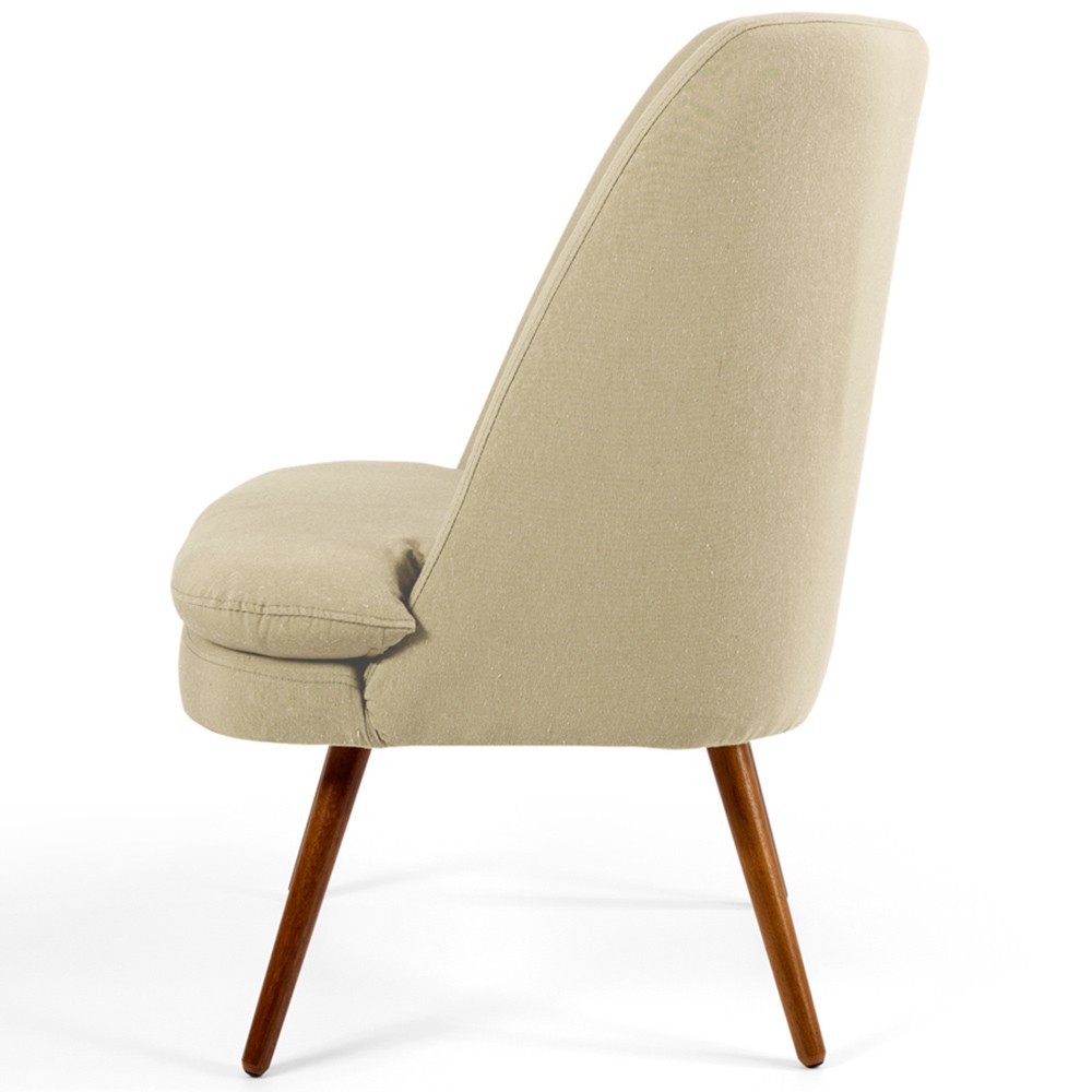 Poltrona Decorativa Fixa Pés Palito Pérsia D02 Linho Bege C-129 - Lyam Decor