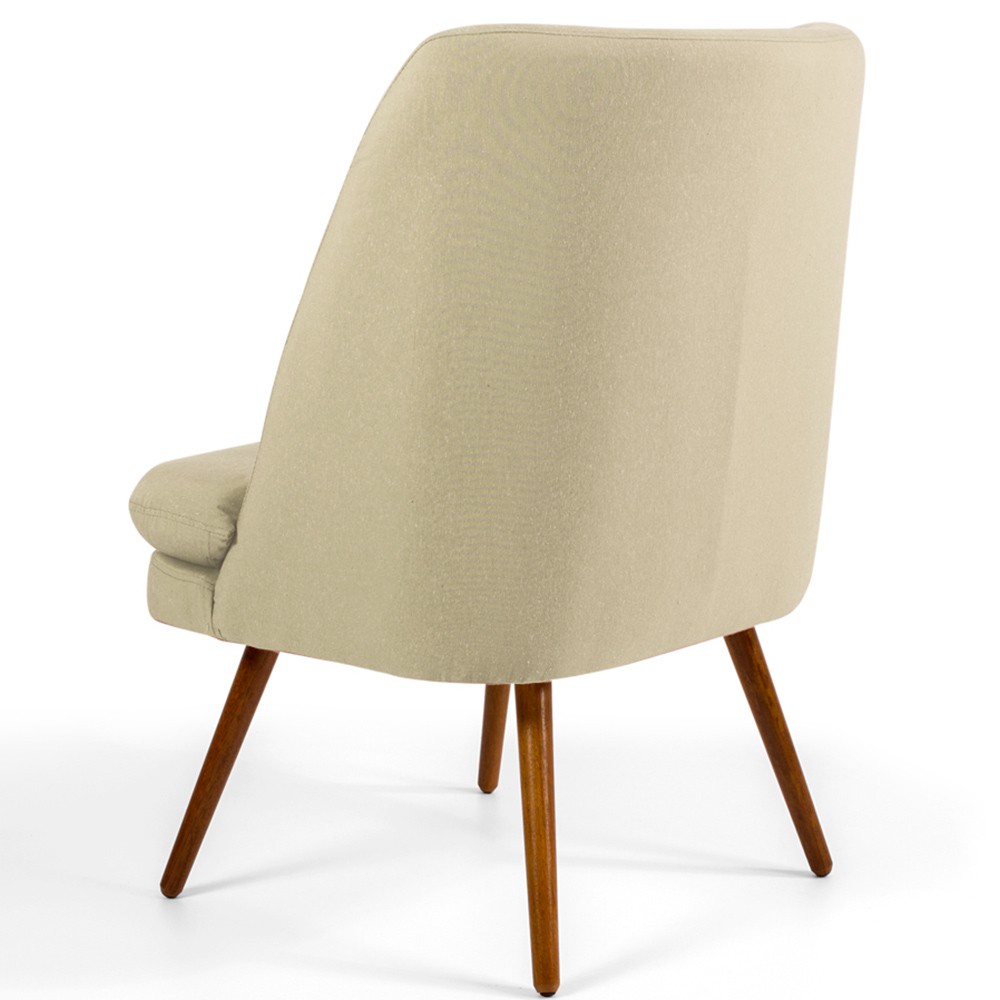 Poltrona Decorativa Fixa Pés Palito Pérsia D02 Linho Bege C-129 - Lyam Decor