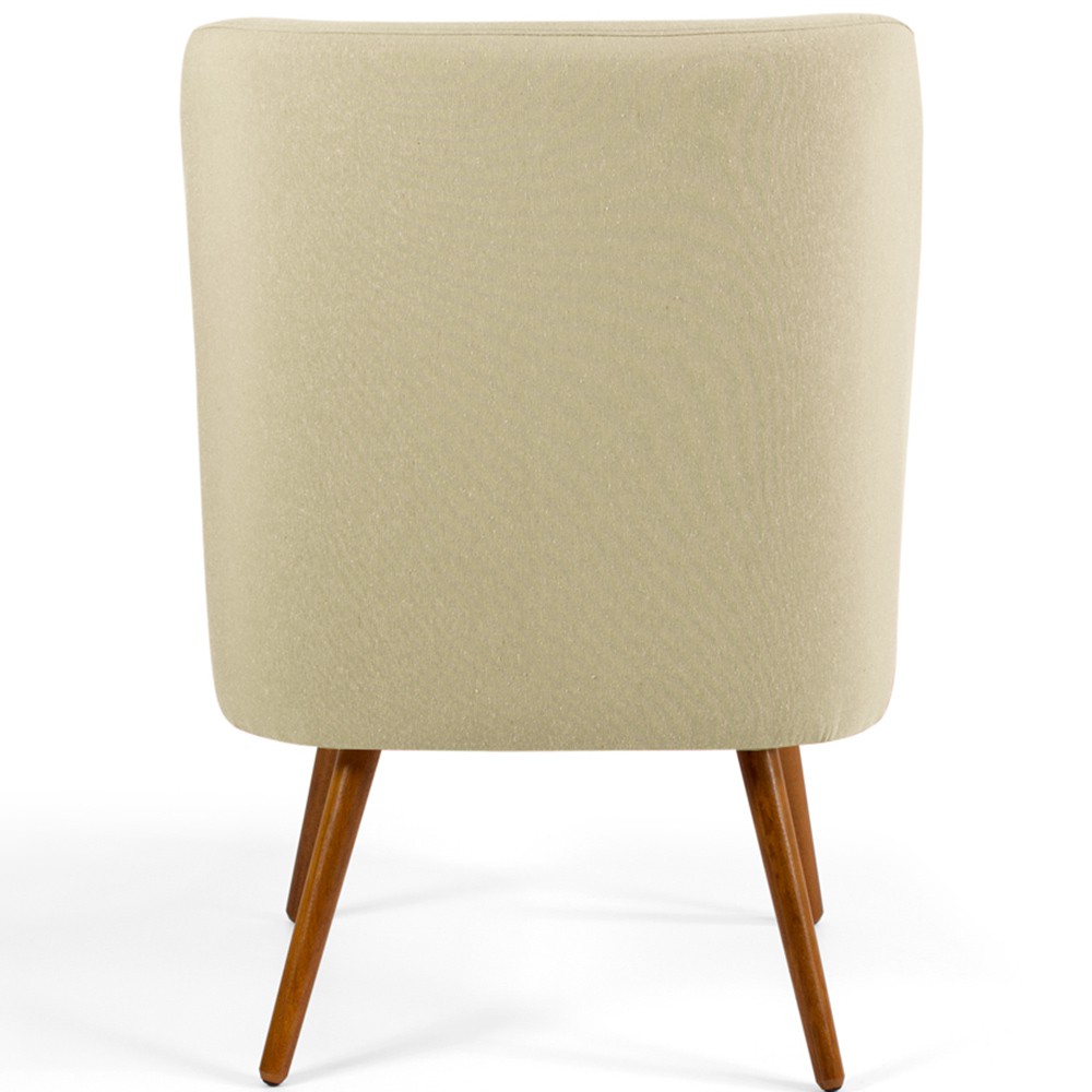 Poltrona Decorativa Fixa Pés Palito Pérsia D02 Linho Bege C-129 - Lyam Decor