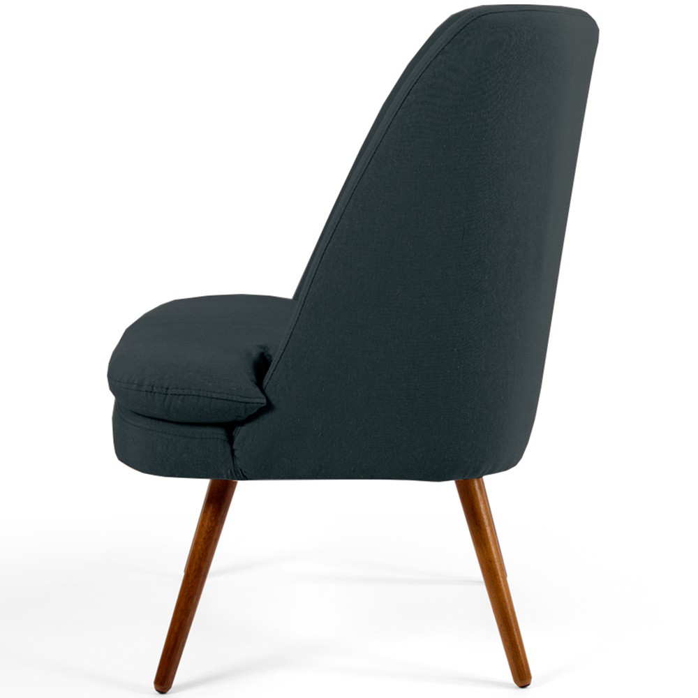 Poltrona Decorativa Fixa Pés Palito Pérsia D02 Linho Chumbo D-465 - Lyam Decor