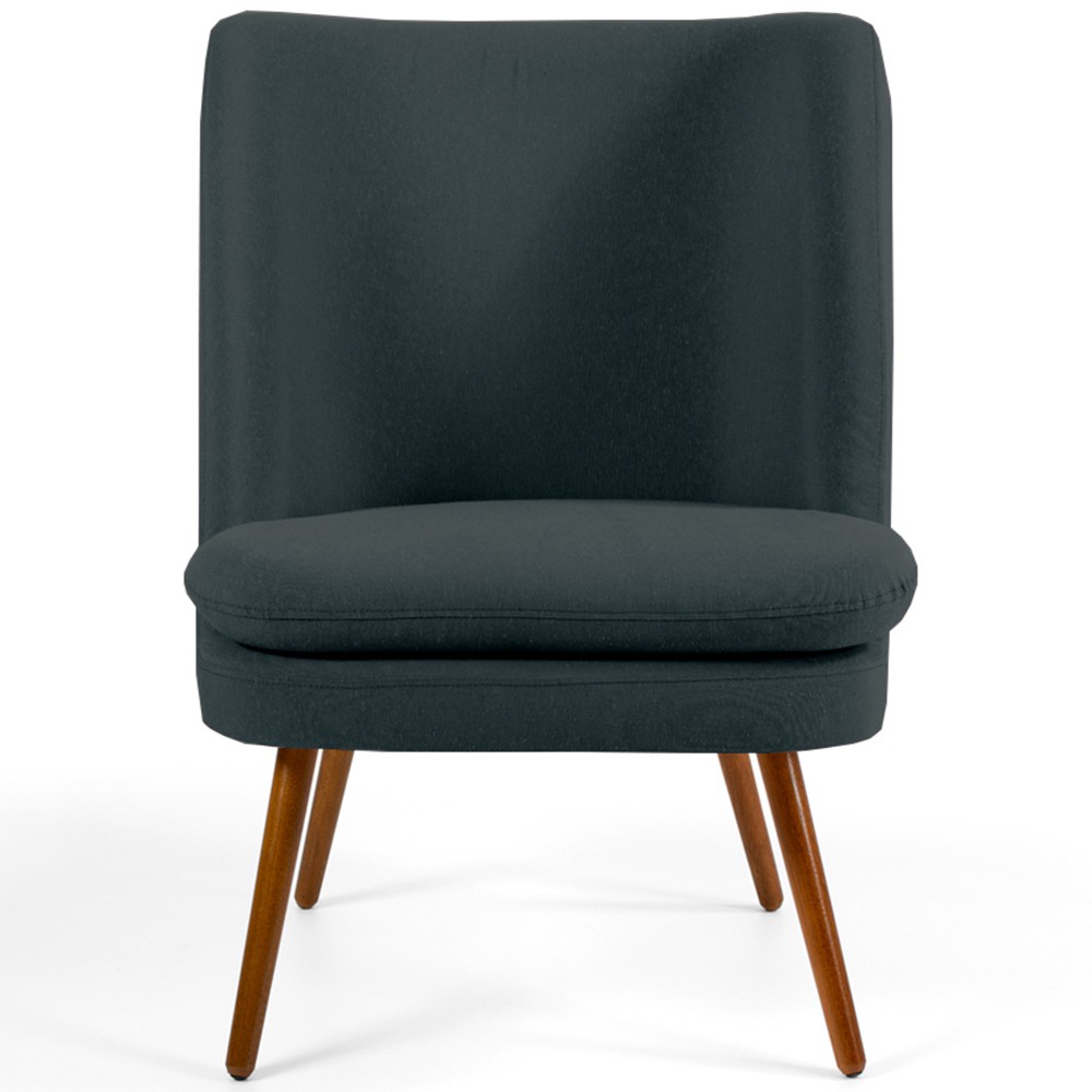 Poltrona Decorativa Fixa Pés Palito Pérsia D02 Linho Chumbo D-465 - Lyam Decor
