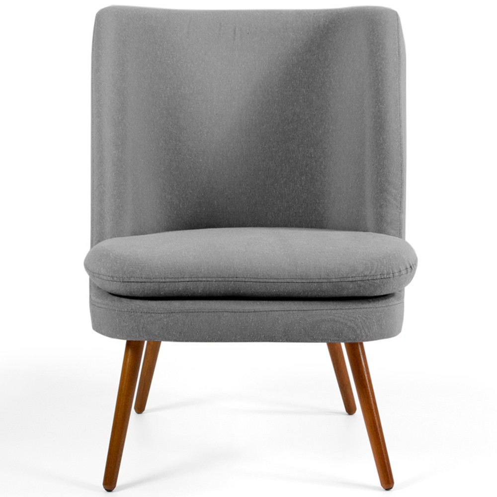Poltrona Decorativa Fixa Pés Palito Pérsia D02 Linho Cinza C-416 - Lyam Decor