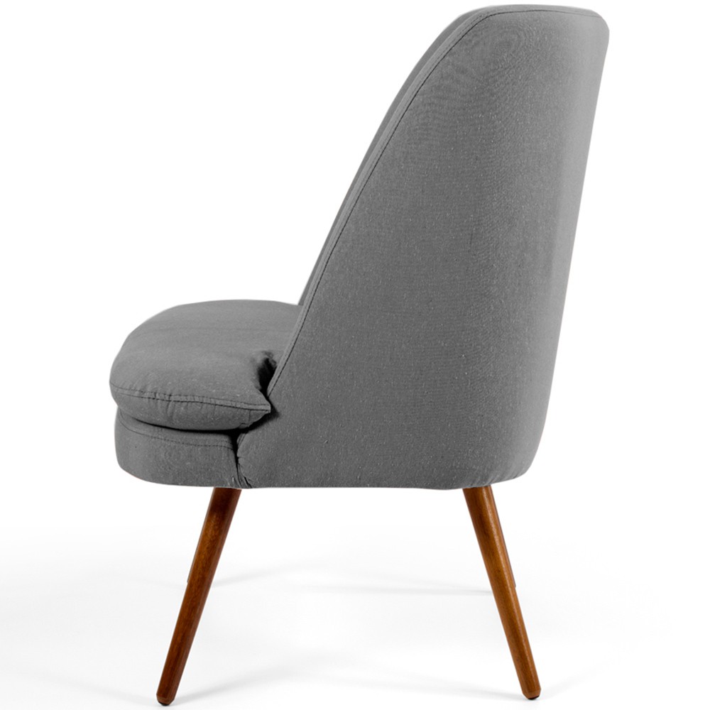Poltrona Decorativa Fixa Pés Palito Pérsia D02 Linho Cinza C-416 - Lyam Decor