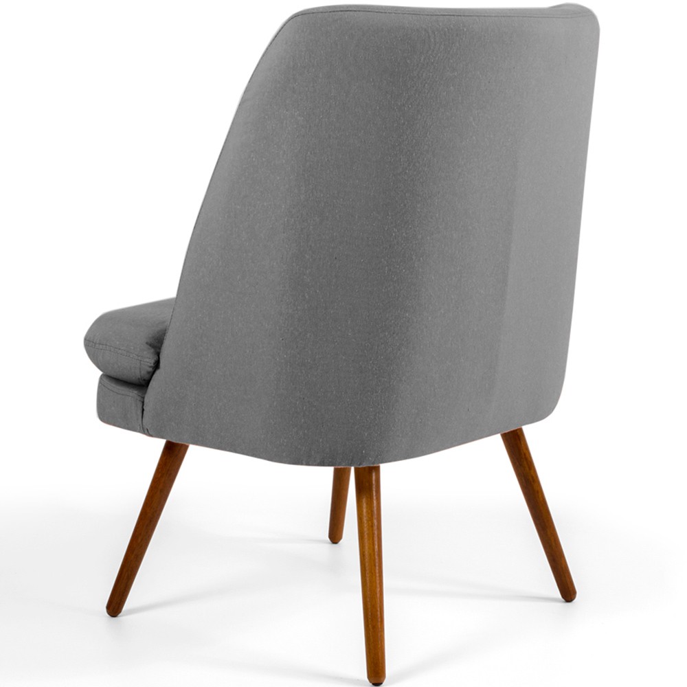 Poltrona Decorativa Fixa Pés Palito Pérsia D02 Linho Cinza C-416 - Lyam Decor