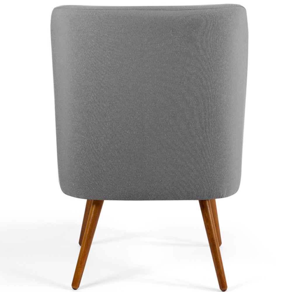 Poltrona Decorativa Fixa Pés Palito Pérsia D02 Linho Cinza C-416 - Lyam Decor