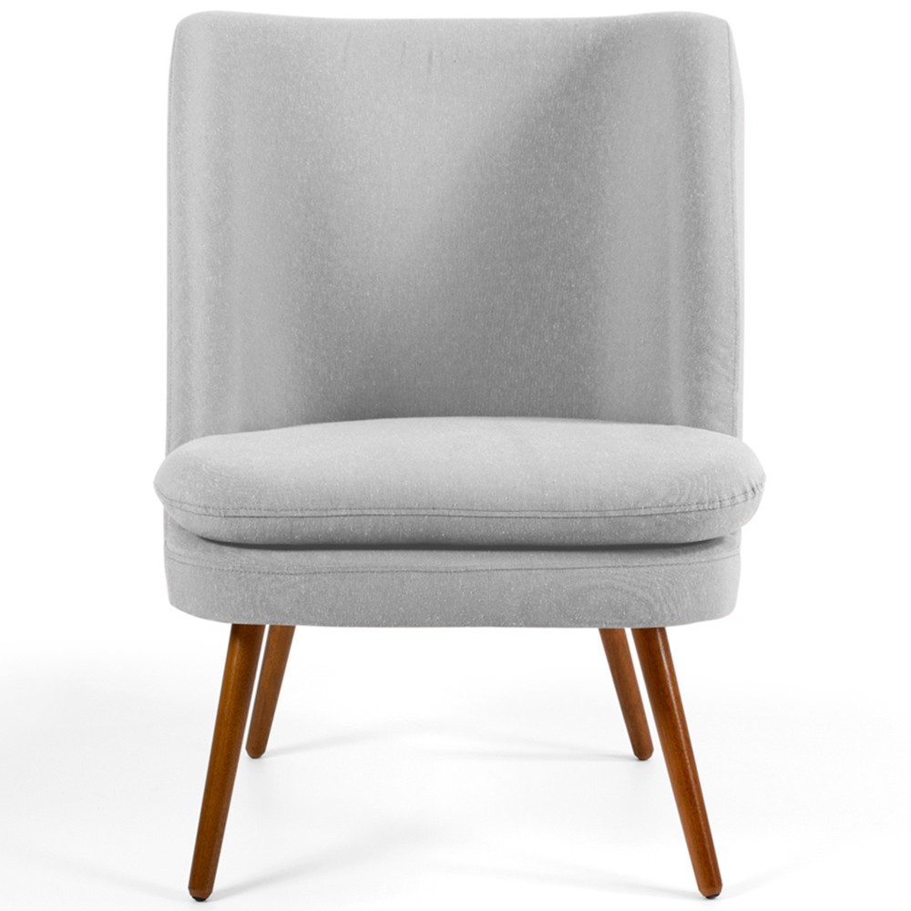 Poltrona Decorativa Fixa Pés Palito Pérsia D02 Linho Cinza D-315 - Lyam Decor