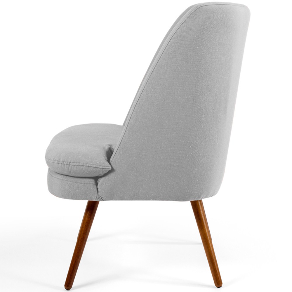 Poltrona Decorativa Fixa Pés Palito Pérsia D02 Linho Cinza D-315 - Lyam Decor