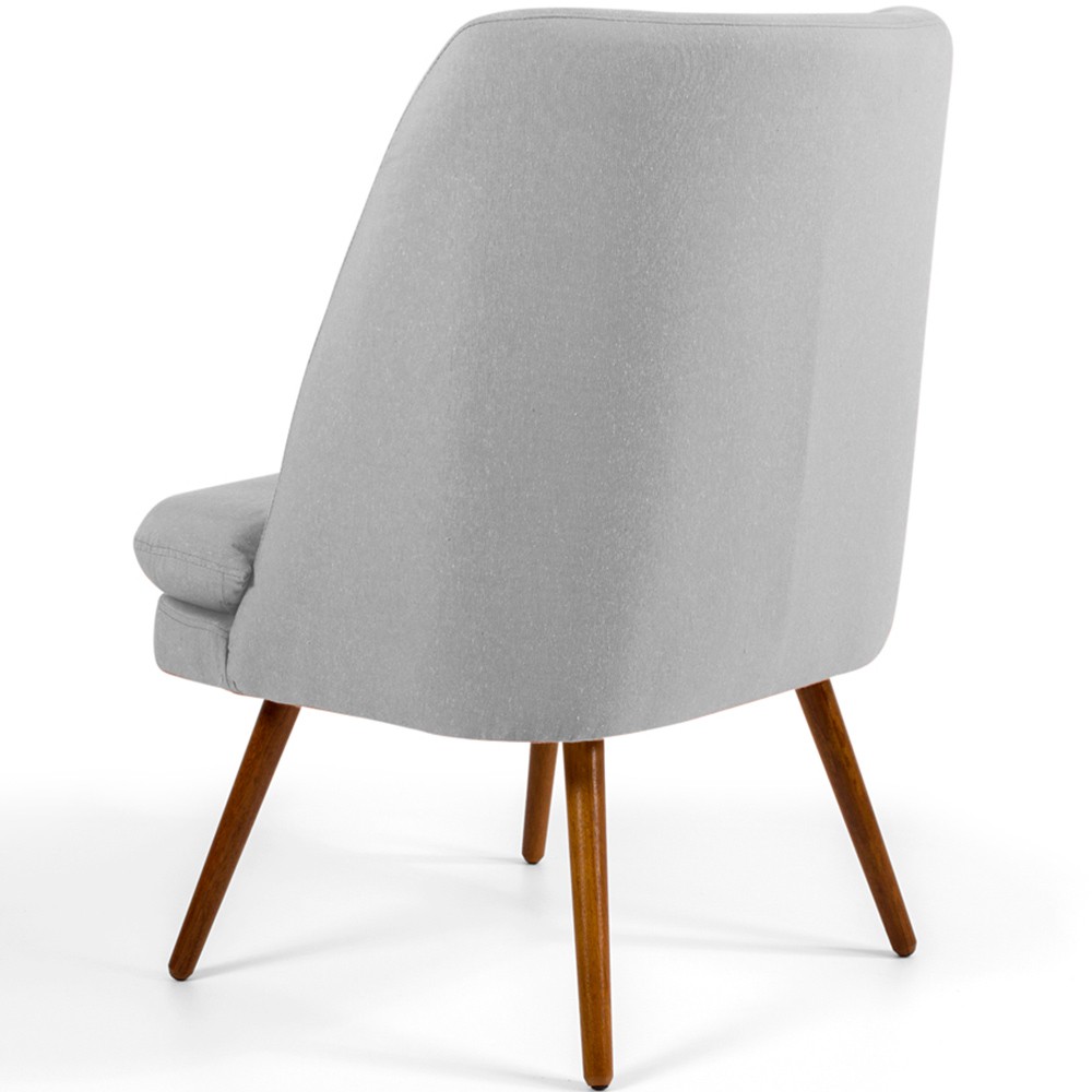 Poltrona Decorativa Fixa Pés Palito Pérsia D02 Linho Cinza D-315 - Lyam Decor