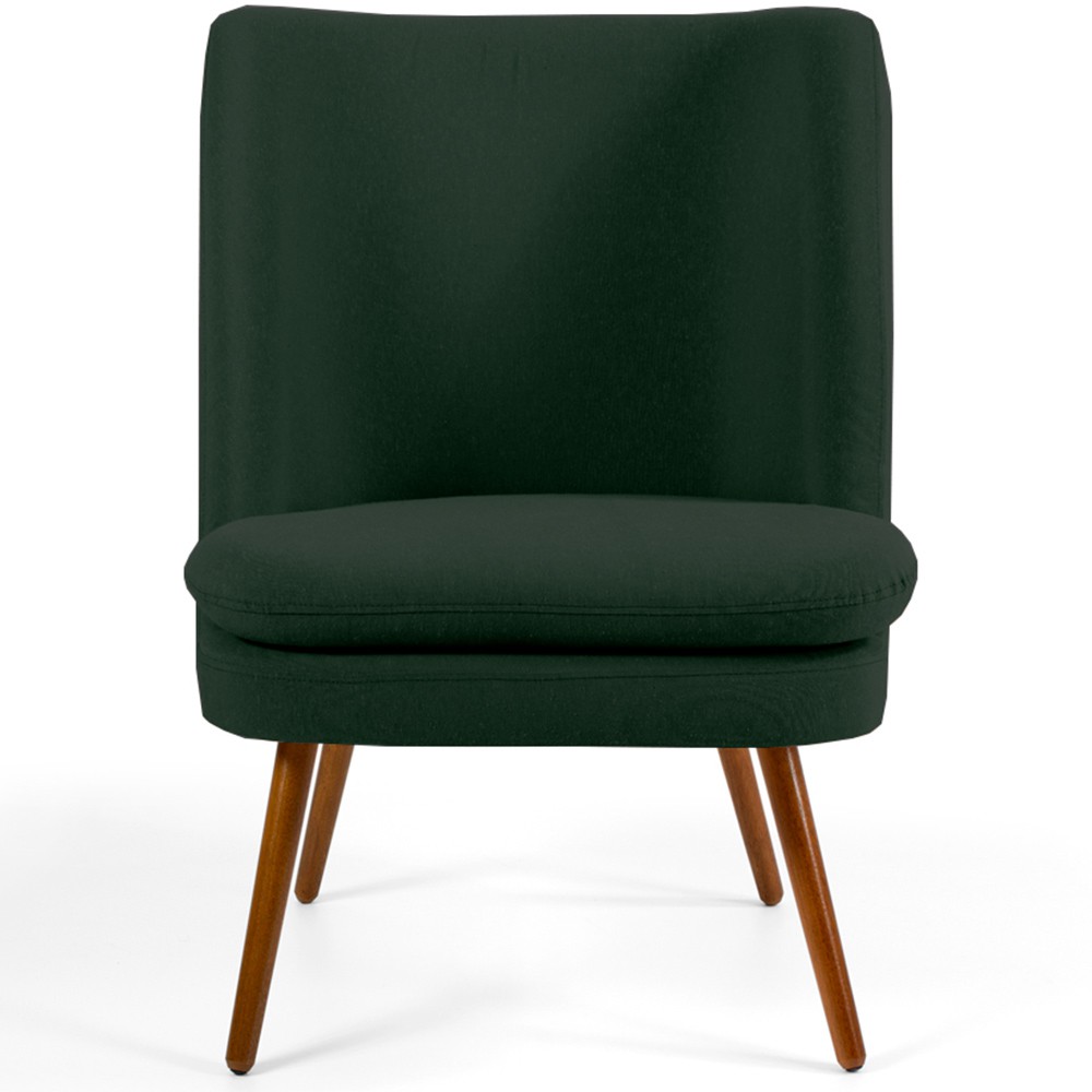 Poltrona Decorativa Fixa Pés Palito Pérsia D02 Linho Verde C-117 - Lyam Decor