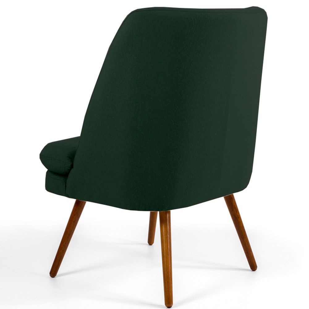 Poltrona Decorativa Fixa Pés Palito Pérsia D02 Linho Verde C-117 - Lyam Decor