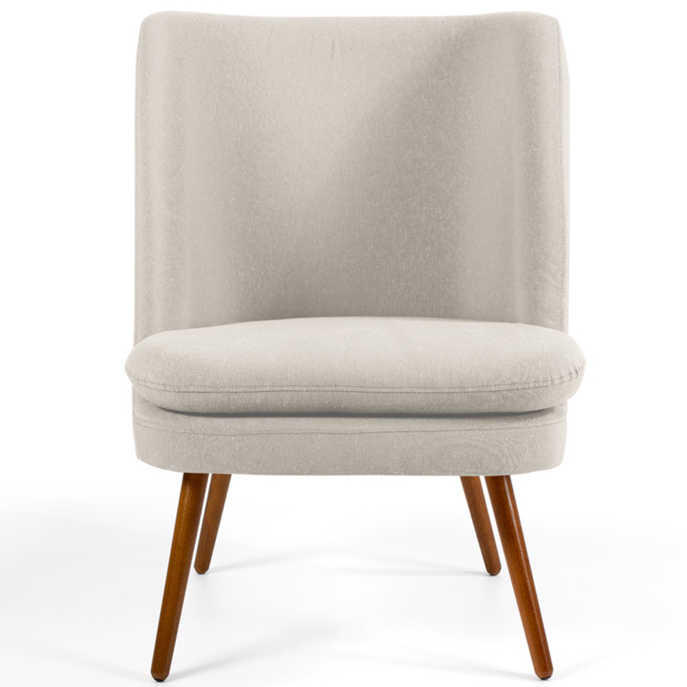 Poltrona Decorativa Fixa Pés Palito Pérsia D02 Veludo Bege C-309 - Lyam Decor