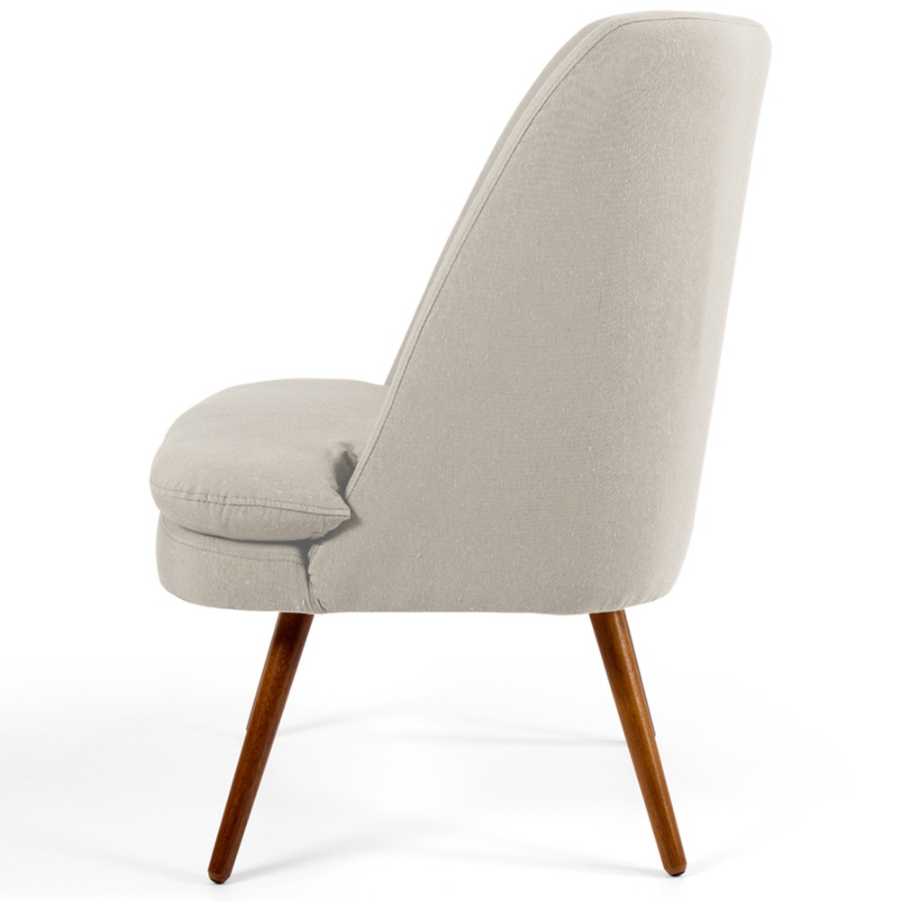 Poltrona Decorativa Fixa Pés Palito Pérsia D02 Veludo Bege C-309 - Lyam Decor