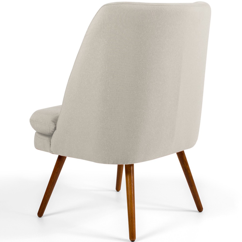 Poltrona Decorativa Fixa Pés Palito Pérsia D02 Veludo Bege C-309 - Lyam Decor