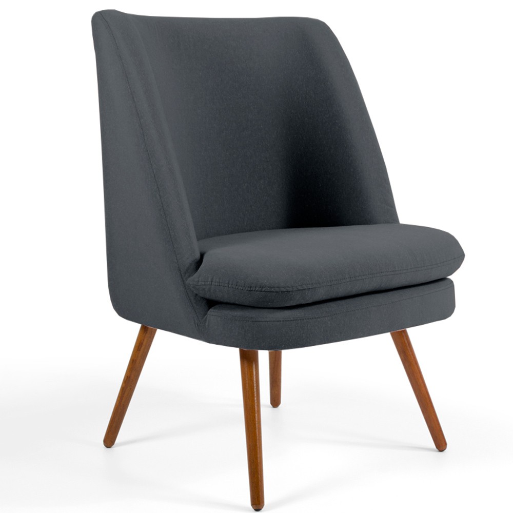 Poltrona Decorativa Fixa Pés Palito Pérsia D02 Veludo Cinza C-317 - Lyam Decor