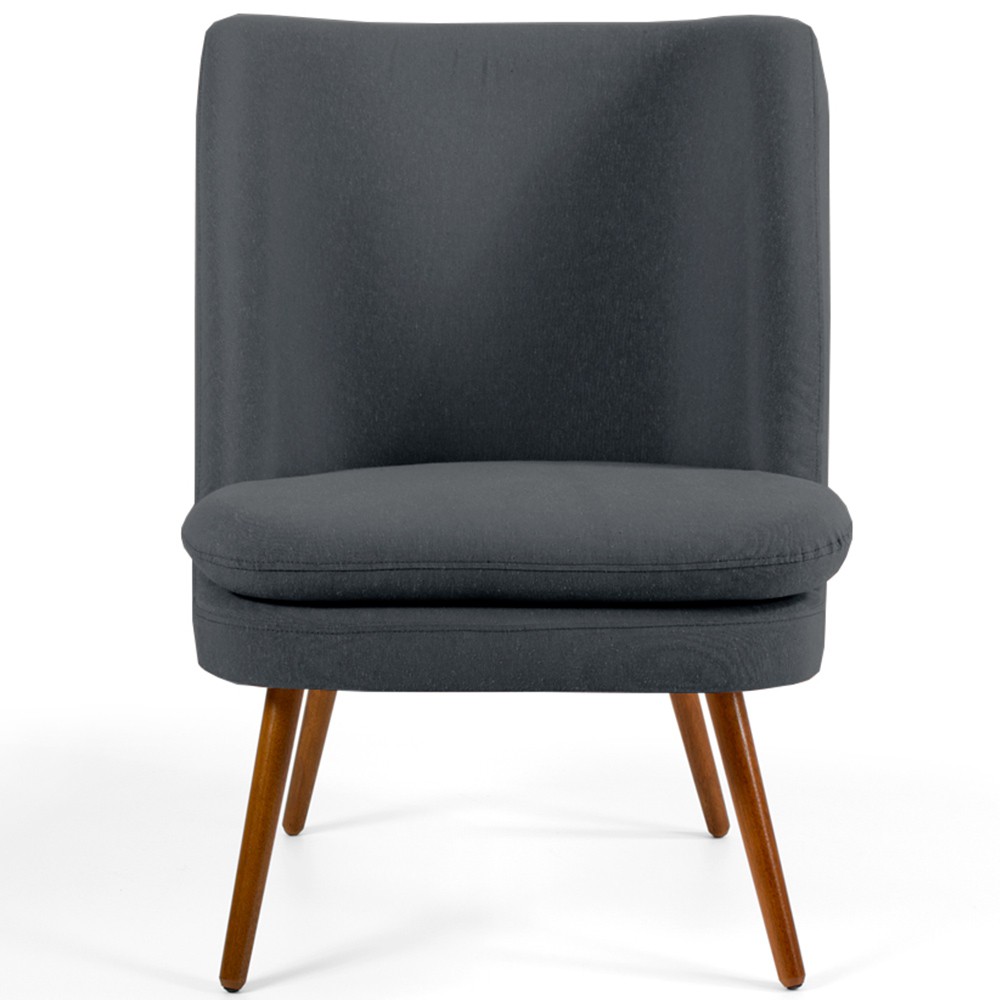 Poltrona Decorativa Fixa Pés Palito Pérsia D02 Veludo Cinza C-317 - Lyam Decor