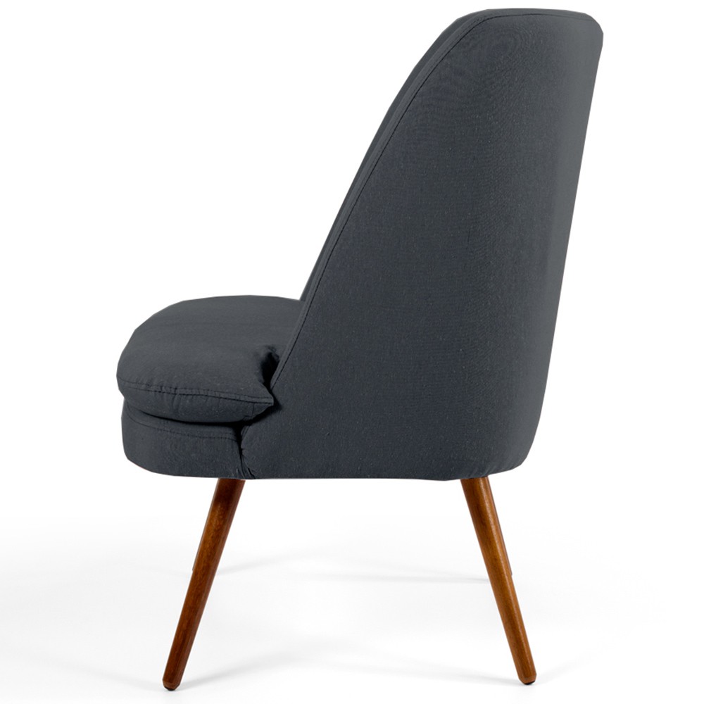 Poltrona Decorativa Fixa Pés Palito Pérsia D02 Veludo Cinza C-317 - Lyam Decor