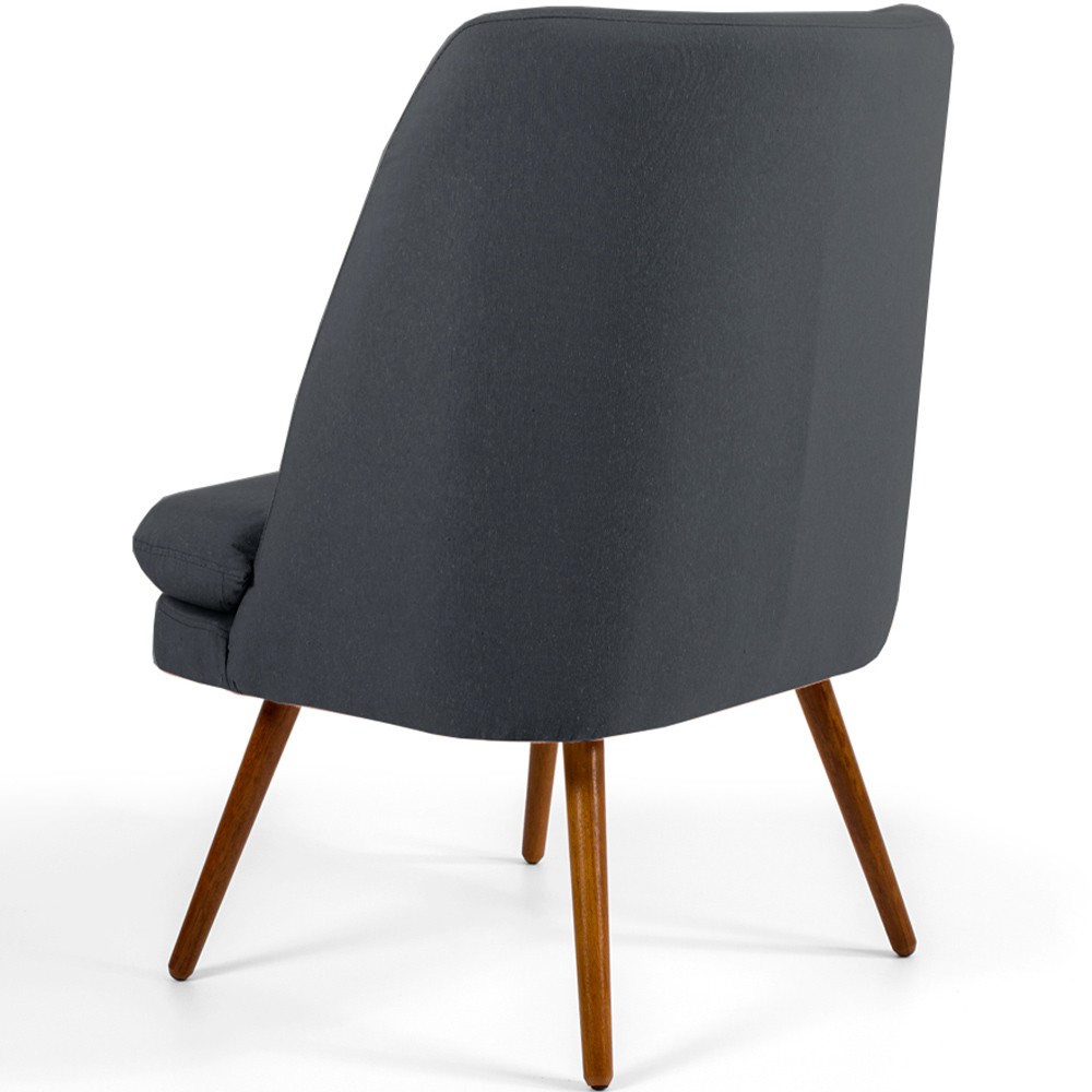 Poltrona Decorativa Fixa Pés Palito Pérsia D02 Veludo Cinza C-317 - Lyam Decor