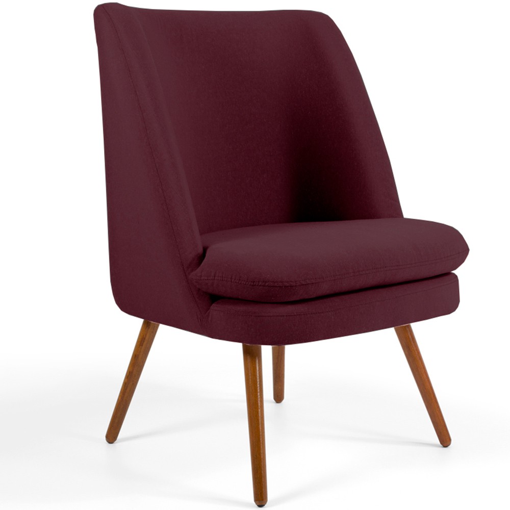 Poltrona Decorativa Fixa Pés Palito Pérsia D02 Veludo Marsala C-278 - Lyam Decor