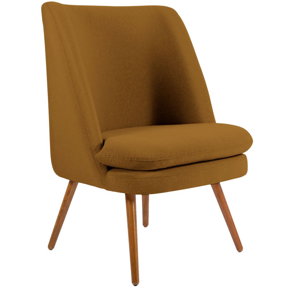 Poltrona Decorativa Fixa Pés Palito Pérsia D02 Veludo Mostarda C-260 - Lyam Decor