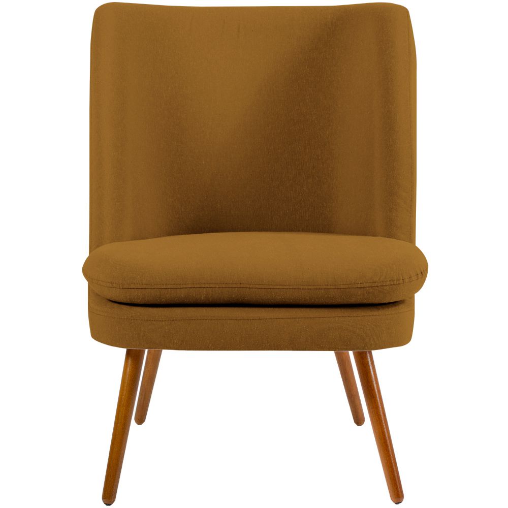Poltrona Decorativa Fixa Pés Palito Pérsia D02 Veludo Mostarda C-260 - Lyam Decor