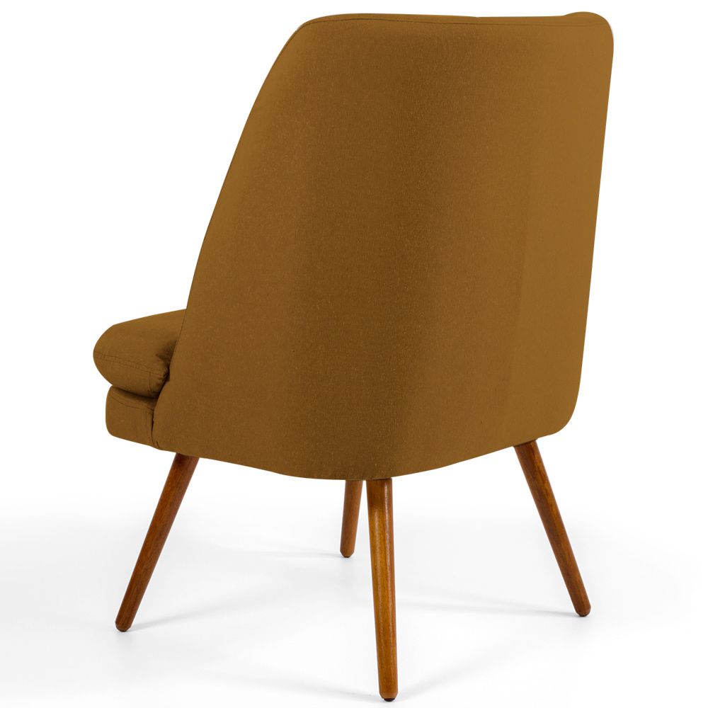 Poltrona Decorativa Fixa Pés Palito Pérsia D02 Veludo Mostarda C-260 - Lyam Decor