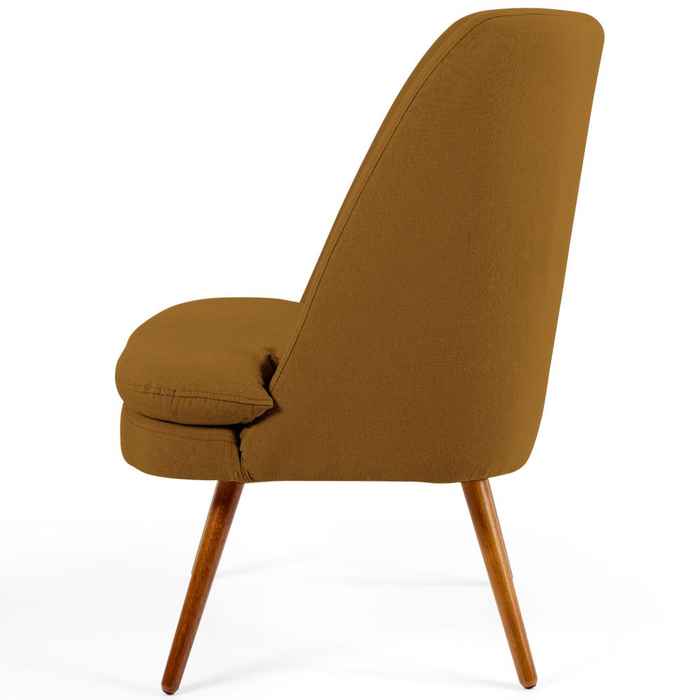 Poltrona Decorativa Fixa Pés Palito Pérsia D02 Veludo Mostarda C-260 - Lyam Decor
