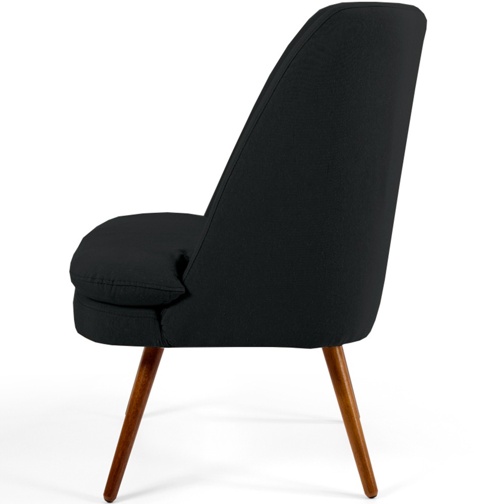 Poltrona Decorativa Fixa Pés Palito Pérsia D02 Veludo Preto C-300 - Lyam Decor