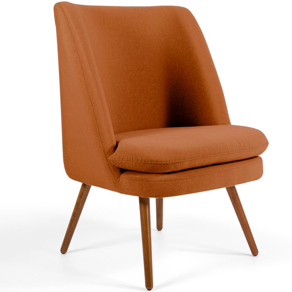 Poltrona Decorativa Fixa Pés Palito Pérsia D02 Veludo Telha C-262 - Lyam Decor