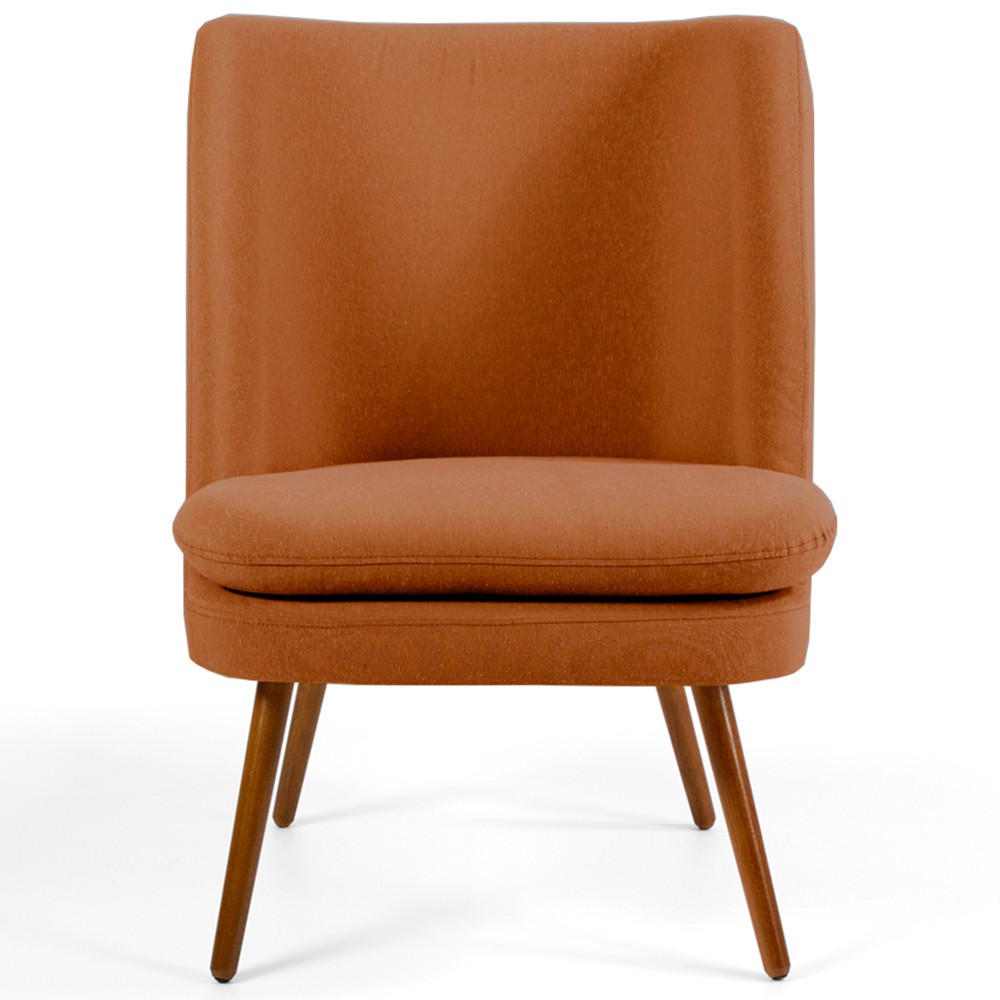 Poltrona Decorativa Fixa Pés Palito Pérsia D02 Veludo Telha C-262 - Lyam Decor