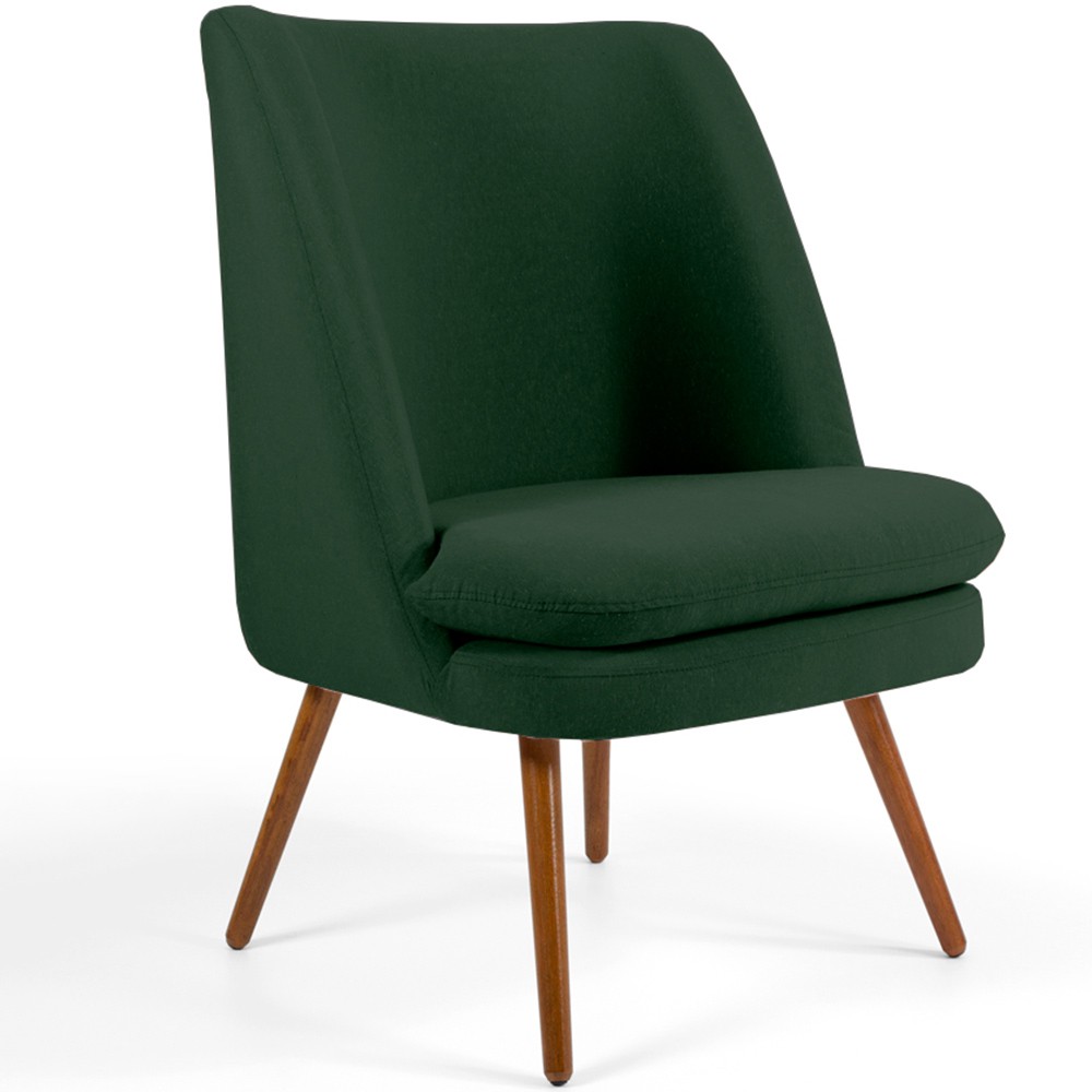 Poltrona Decorativa Fixa Pés Palito Pérsia D02 Veludo Verde C-303 - Lyam Decor