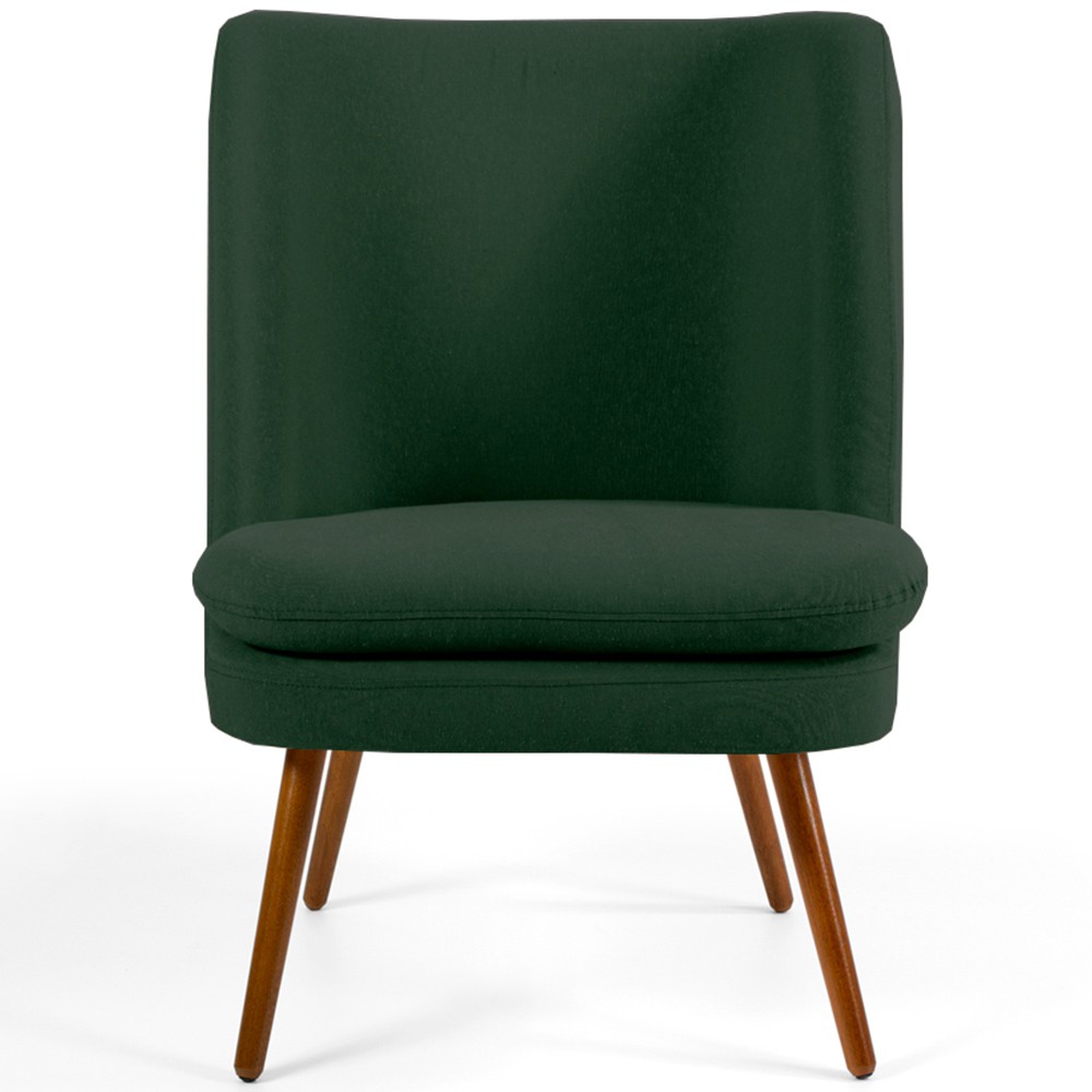 Poltrona Decorativa Fixa Pés Palito Pérsia D02 Veludo Verde C-303 - Lyam Decor