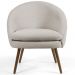 Poltrona Decorativa Fixa Pés Palito Rafa D02 Tressê Linho Bege C-107 - Lyam Decor