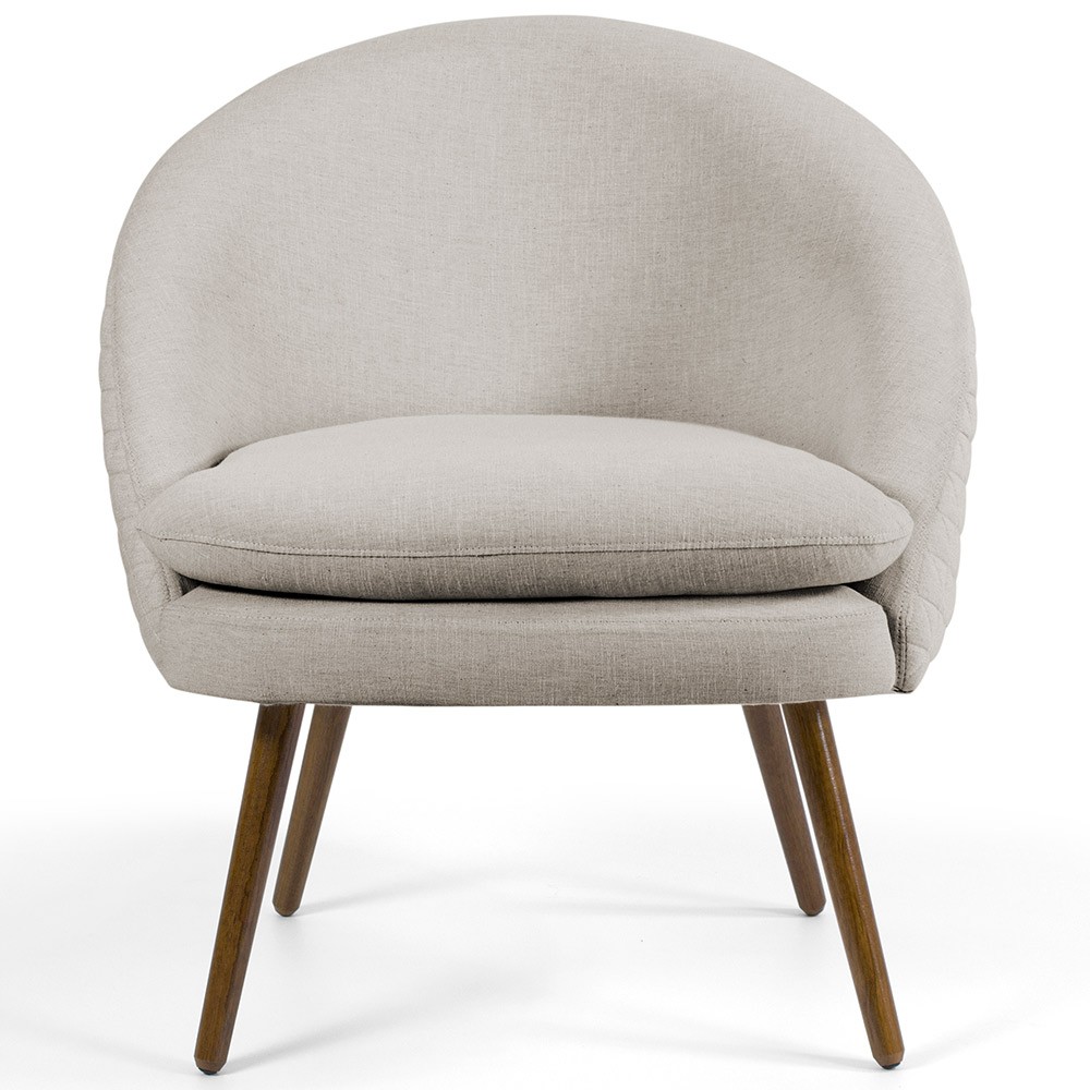 Poltrona Decorativa Fixa Pés Palito Rafa D02 Tressê Linho Bege C-107 - Lyam Decor