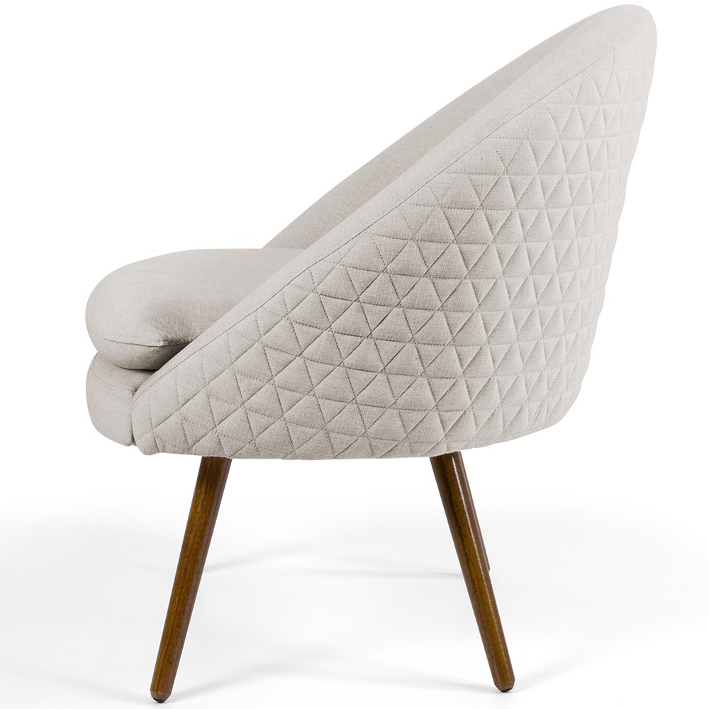 Poltrona Decorativa Fixa Pés Palito Rafa D02 Tressê Linho Bege C-107 - Lyam Decor