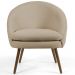 Poltrona Decorativa Fixa Pés Palito Rafa D02 Tressê Linho Bege C-129 - Lyam Decor