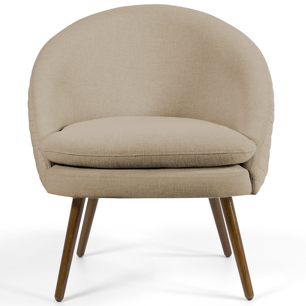 Poltrona Decorativa Fixa Pés Palito Rafa D02 Tressê Linho Bege C-129 - Lyam Decor