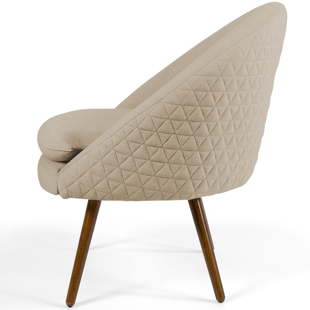Poltrona Decorativa Fixa Pés Palito Rafa D02 Tressê Linho Bege C-129 - Lyam Decor