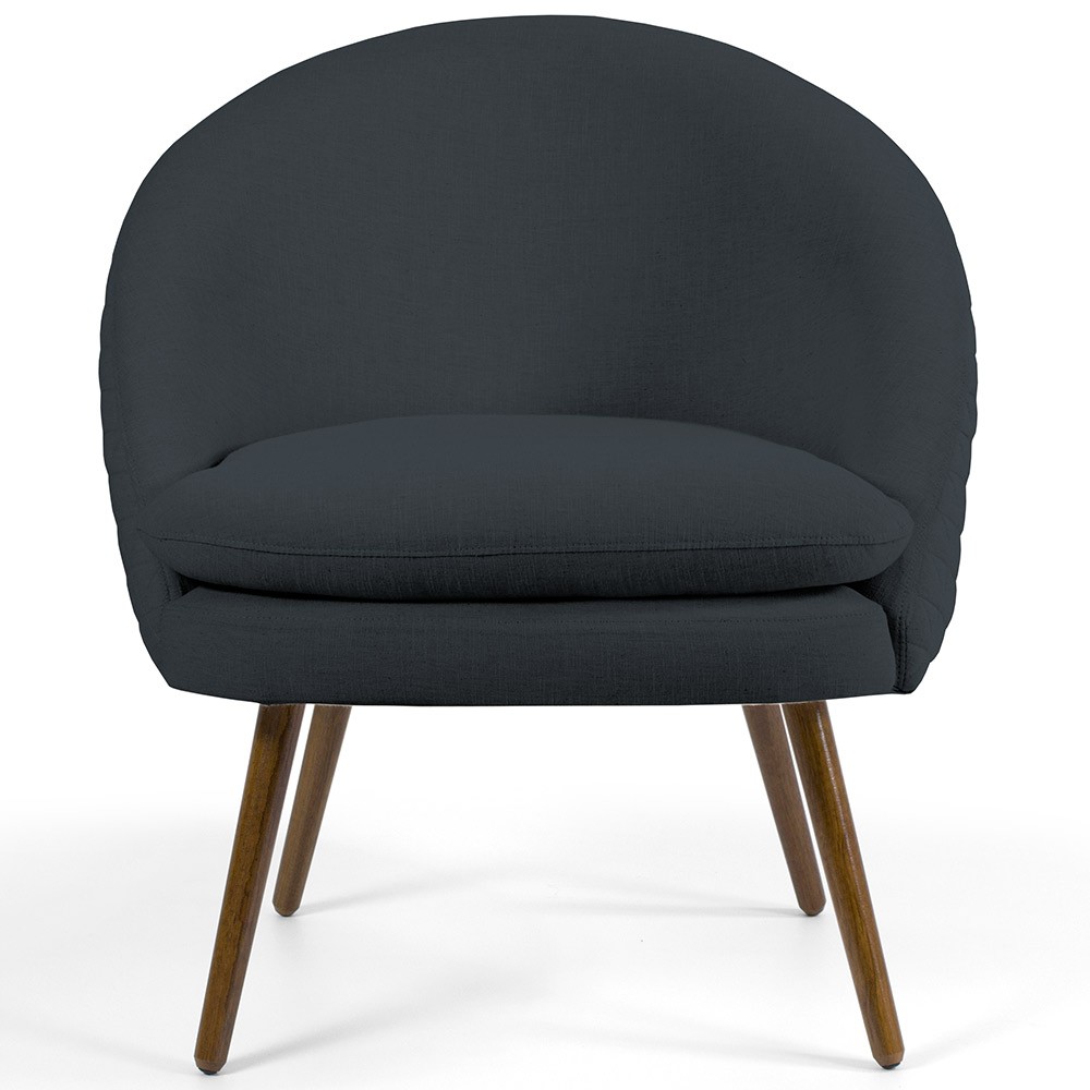 Poltrona Decorativa Fixa Pés Palito Rafa D02 Tressê Linho Chumbo D-465 - Lyam Decor