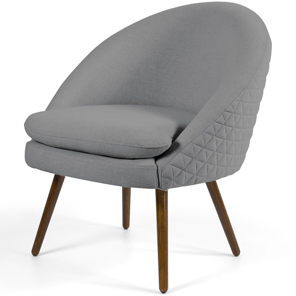 Poltrona Decorativa Fixa Pés Palito Rafa D02 Tressê Linho Cinza C-416 - Lyam Decor