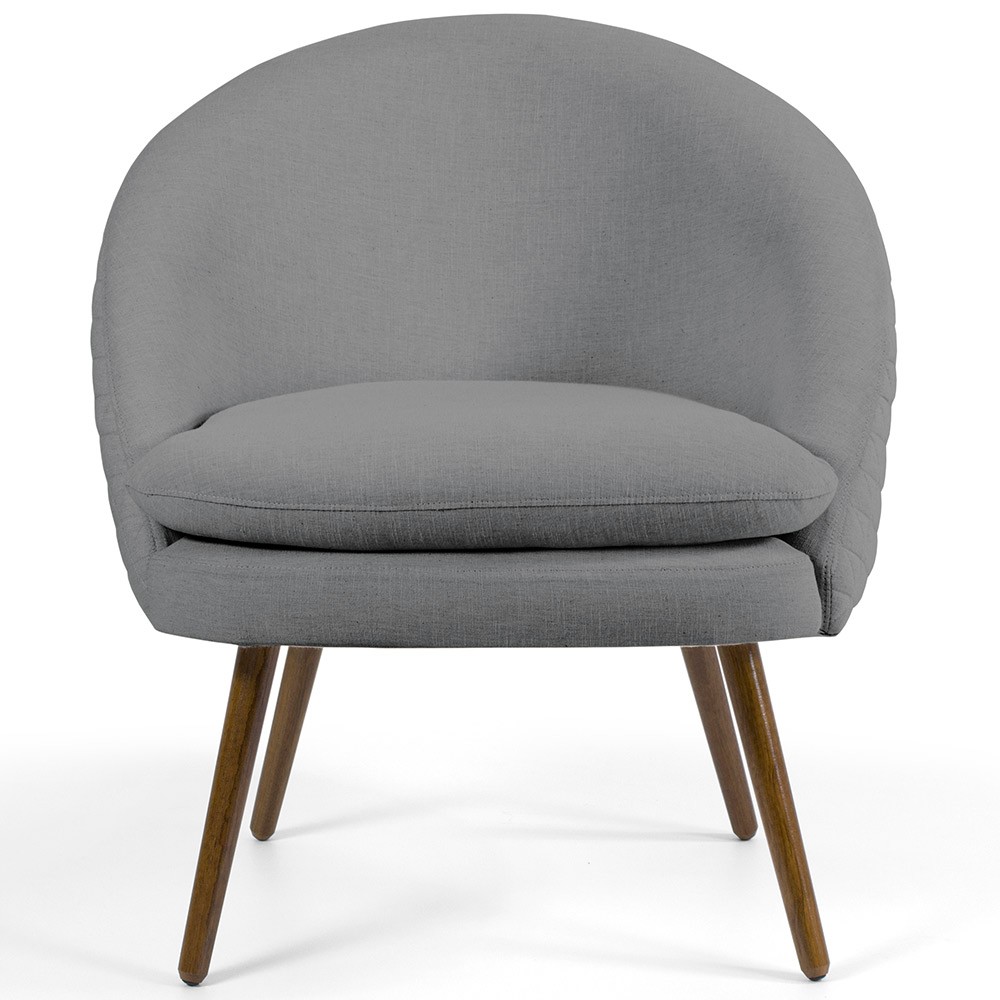 Poltrona Decorativa Fixa Pés Palito Rafa D02 Tressê Linho Cinza C-416 - Lyam Decor