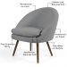 Poltrona Decorativa Fixa Pés Palito Rafa D02 Tressê Linho Cinza C-416 - Lyam Decor