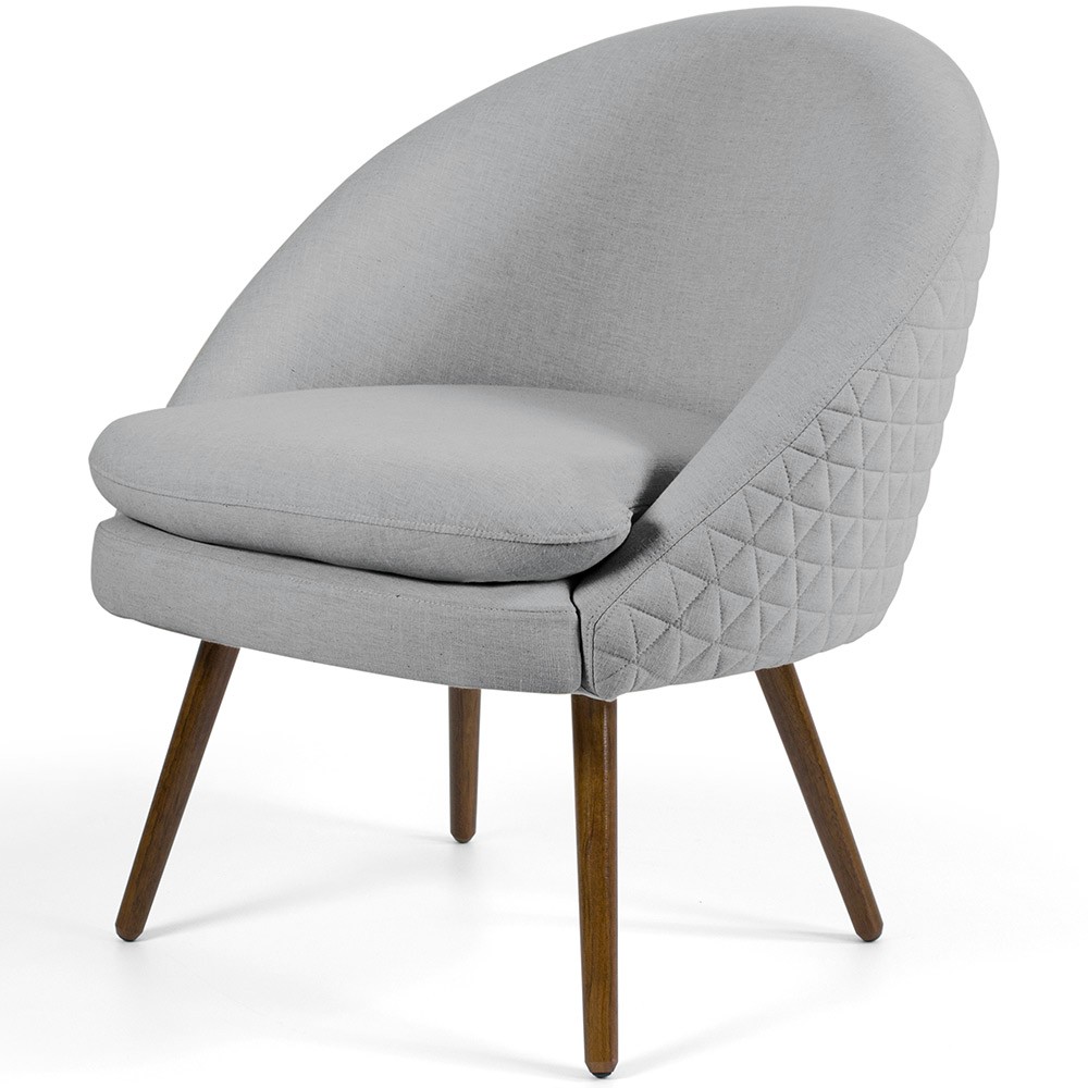 Poltrona Decorativa Fixa Pés Palito Rafa D02 Tressê Linho Cinza D-315 - Lyam Decor