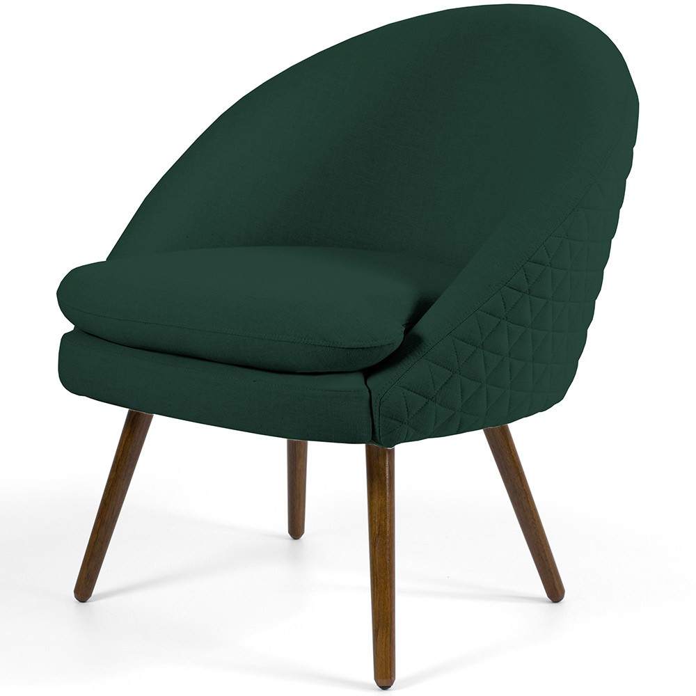 Poltrona Decorativa Fixa Pés Palito Rafa D02 Tressê Linho Verde Musgo C-117 - Lyam Decor