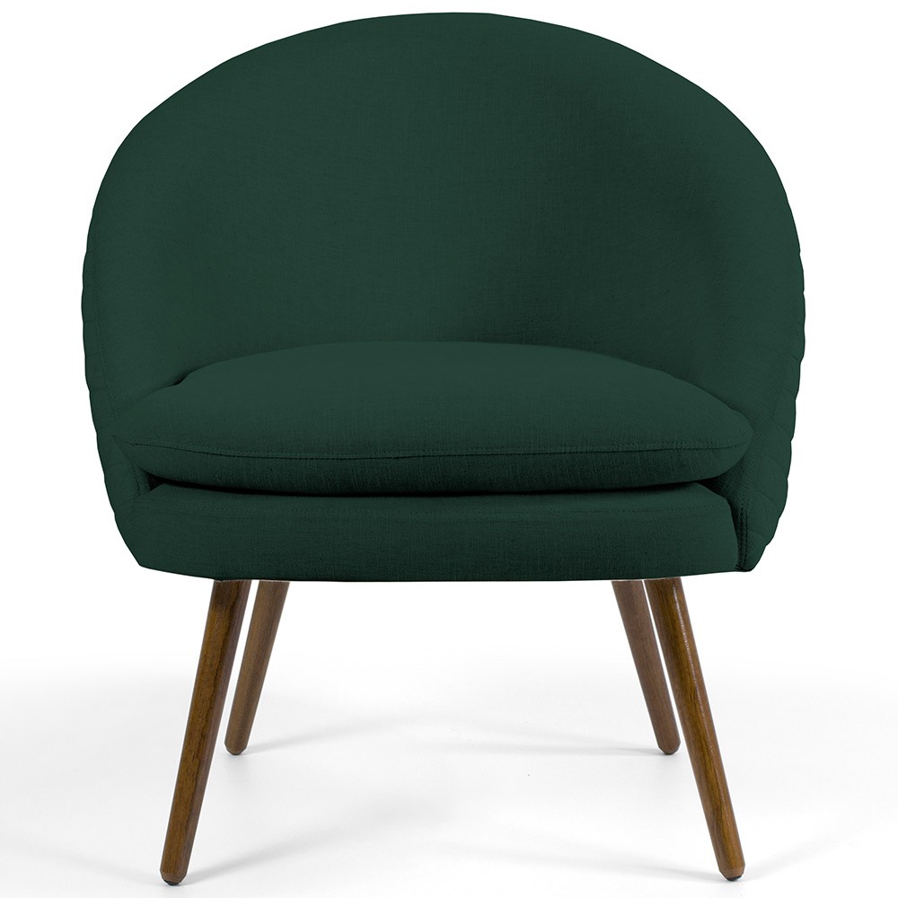 Poltrona Decorativa Fixa Pés Palito Rafa D02 Tressê Linho Verde Musgo C-117 - Lyam Decor