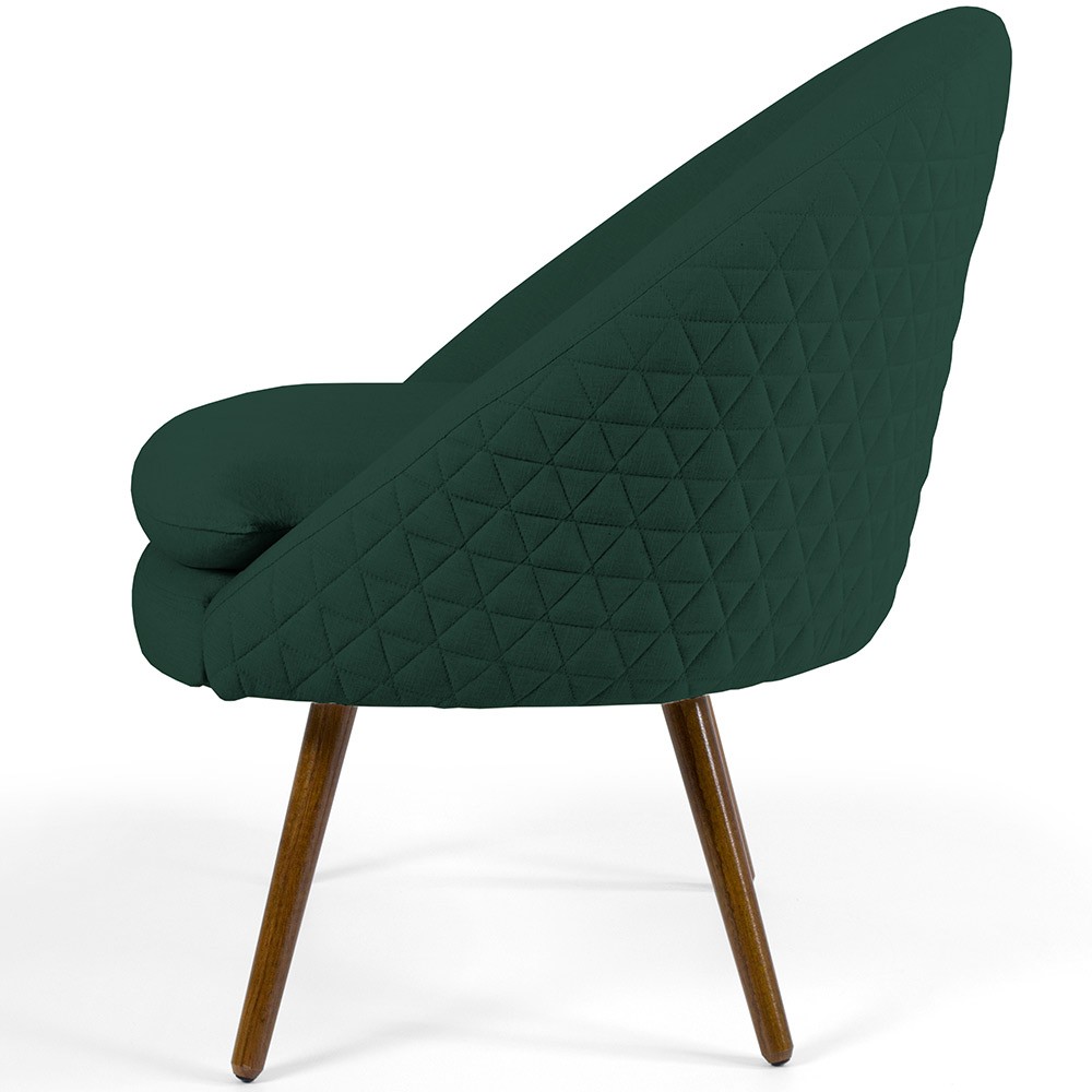 Poltrona Decorativa Fixa Pés Palito Rafa D02 Tressê Linho Verde Musgo C-117 - Lyam Decor