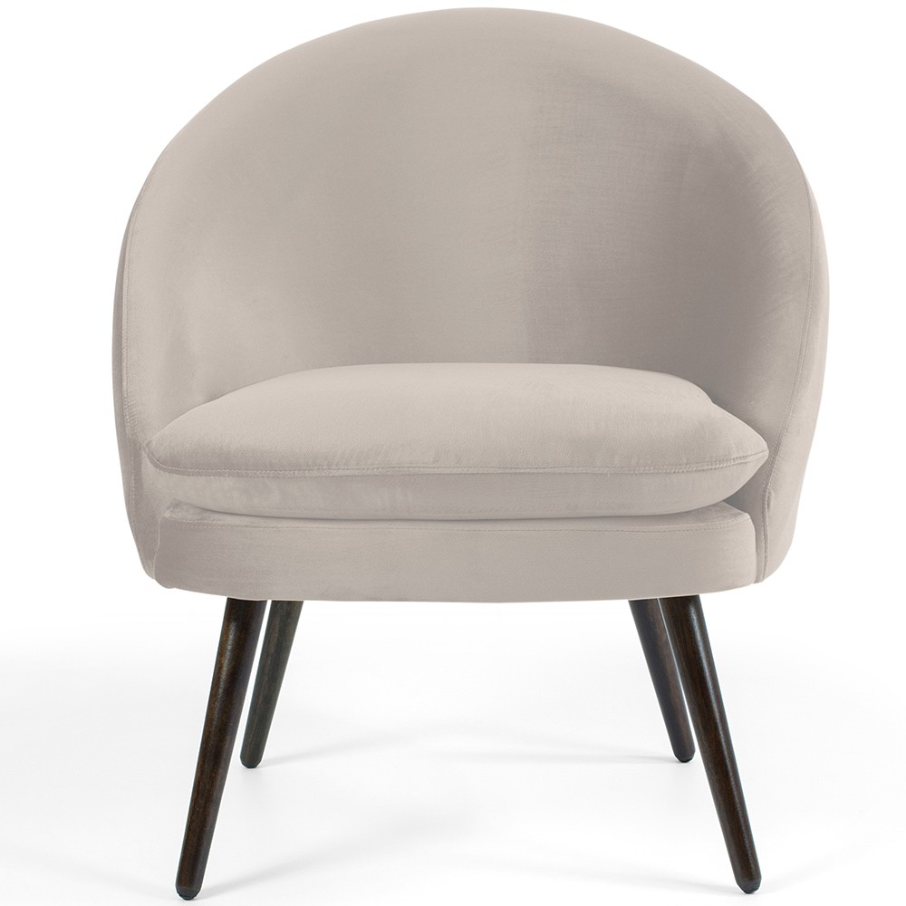 Poltrona Decorativa Fixa Pés Palito Rafa D02 Veludo Bege C-309 - Lyam Decor